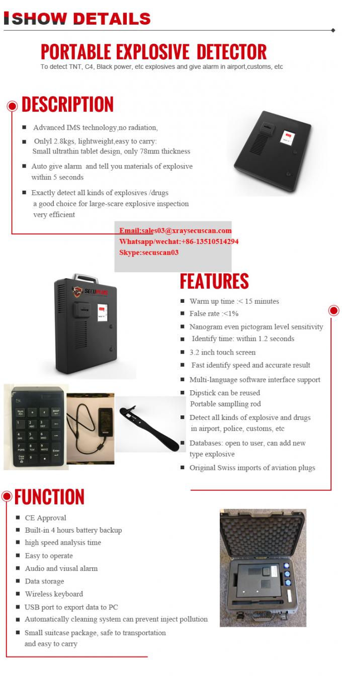 Professional Custom Explosives Detector Trace Detection For Army / Police