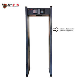 Security Archway Metal Detector And Human Temperature Detections To Control Coronavirus In Government Office Entrance