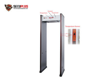 Indoor Metal Detector Gate 18 Zones Temperature Measure Sound / LED Lights Alarm